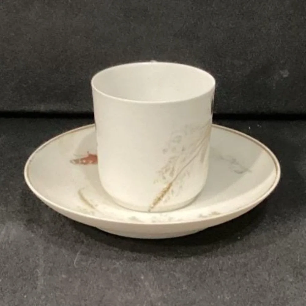 Haviland Limoges Meadow Visitors Teacup & Saucer, Two Piece Set Butterfly Design